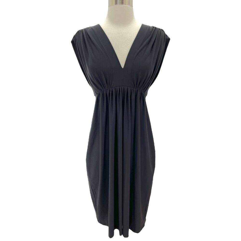 Norma Kamali Charcoal V-Neck Midi Dress